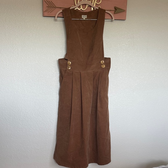 Brown Corduroy Pinafore Dress Small-Medium - Picture 1 of 6